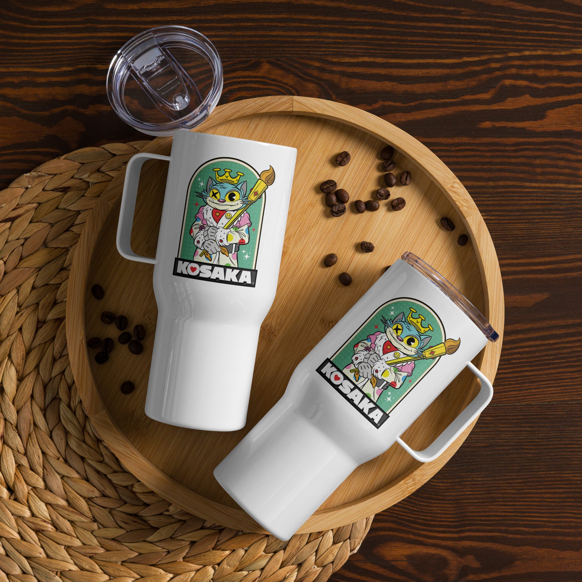 Kosaka King Cat Travel mug with a handle